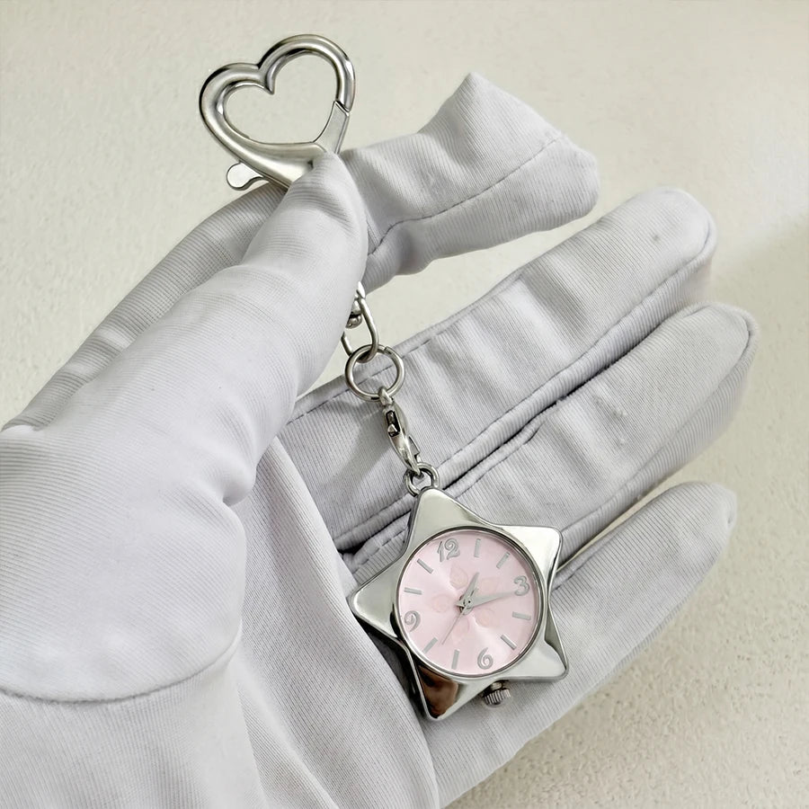 Wrist Watch for Ladies - Star Dial Heart Hook Keychain Watch
