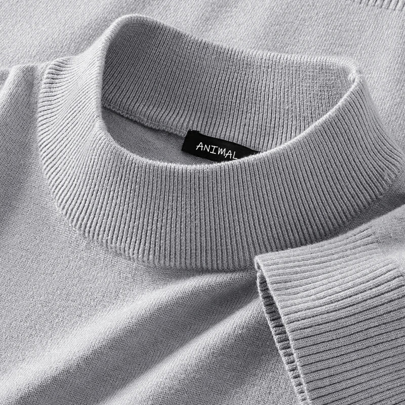 Animal Game Mens Mock Neck Casual Woolen Sweater Half Turtleneck Pullovers Sweaters  Knitwear Men's Cold Blouse Outdoor Coats