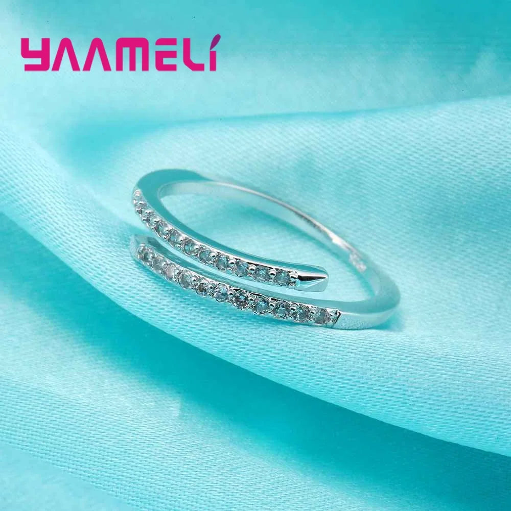 Woman 925 Sterling Silver Jewelry Fashion Simple Open Design Ring Personality Female Adjustable Rings Wedding Rings for Ladies