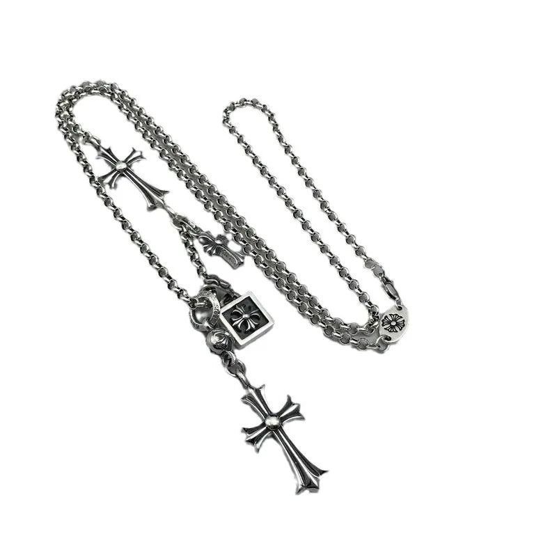 Men's Double Pendant Cross Necklace