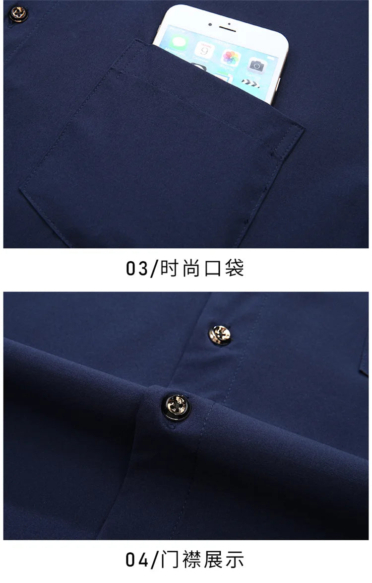 Men Big Dress Shirts Solid Long Sleeve Fashion Classic Black Office Work Tops High-end Men Business Formal Shirts Male Clothing