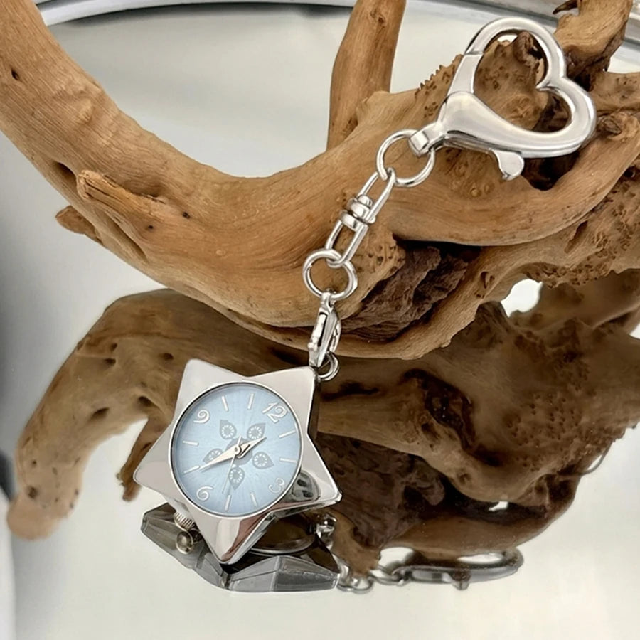 Wrist Watch for Ladies - Star Dial Heart Hook Keychain Watch
