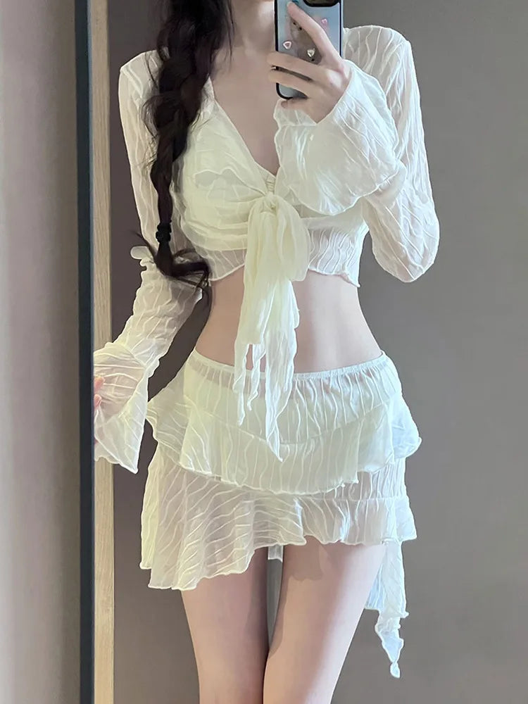 Bikini swimsuis for women 2026 High-end new slimming four-piece set Sexy split vacation hot spring women's swiming clothing