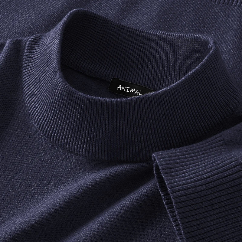 Animal Game Mens Mock Neck Casual Woolen Sweater Half Turtleneck Pullovers Sweaters  Knitwear Men's Cold Blouse Outdoor Coats