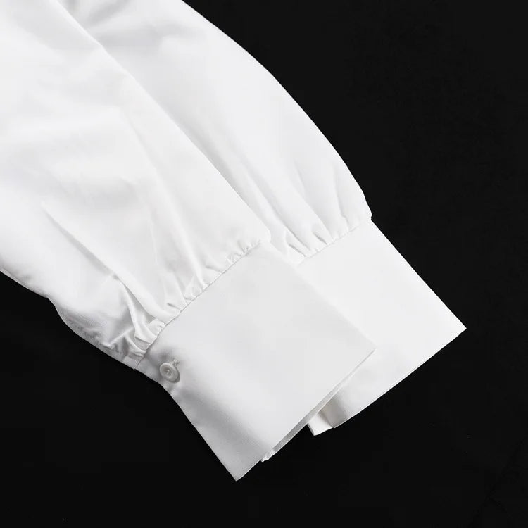 2025 New Fashion Women's Clothing Is A Complete Set of Simple and Loose White Shirts with Waist Seals