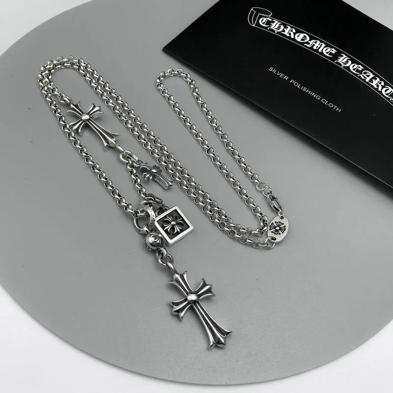 Men's Double Pendant Cross Necklace