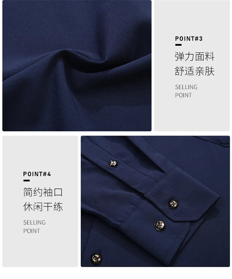 Men Big Dress Shirts Solid Long Sleeve Fashion Classic Black Office Work Tops High-end Men Business Formal Shirts Male Clothing