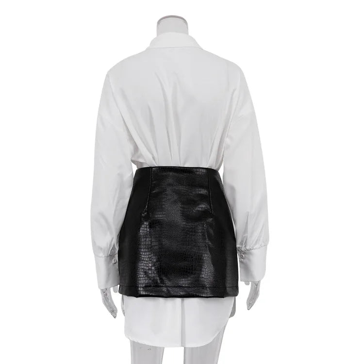 2025 New Fashion Women's Clothing Is A Complete Set of Simple and Loose White Shirts with Waist Seals