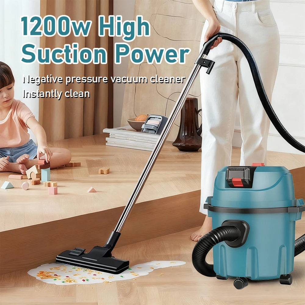 Industrial Wet Dry Vacuum Cleaner Rechargeable Cleaning Machine 15L Cordless Shop Vacuum for Job Site/Warehouse/Car Washing
