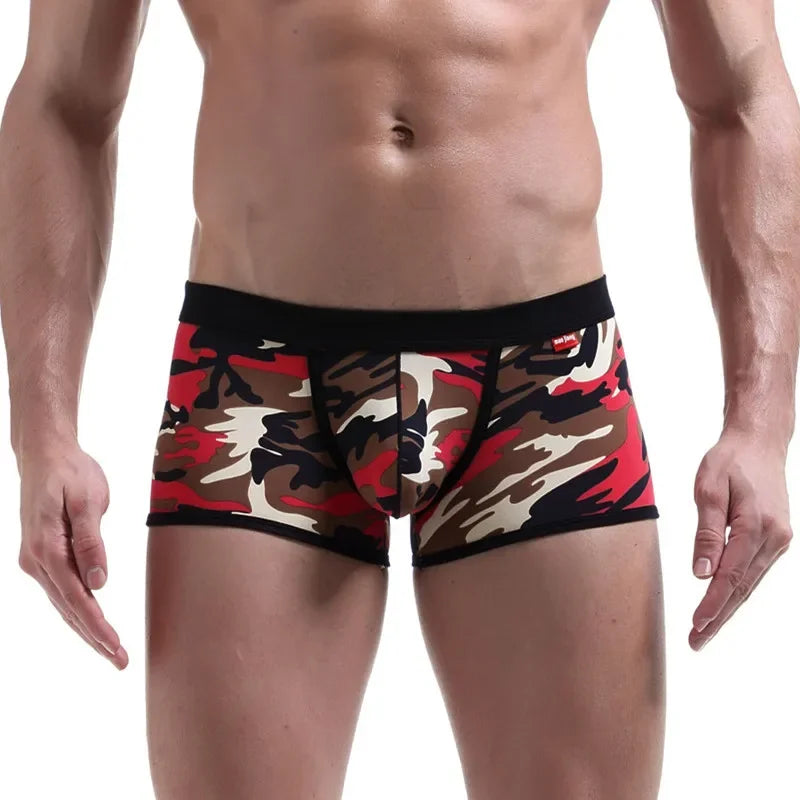 Male Underwear  Men Boxer Shorts Fashion Breathable U Convex Crotch Boxers Homme Sexy Tide Camouflage Printed Cueca Boxers