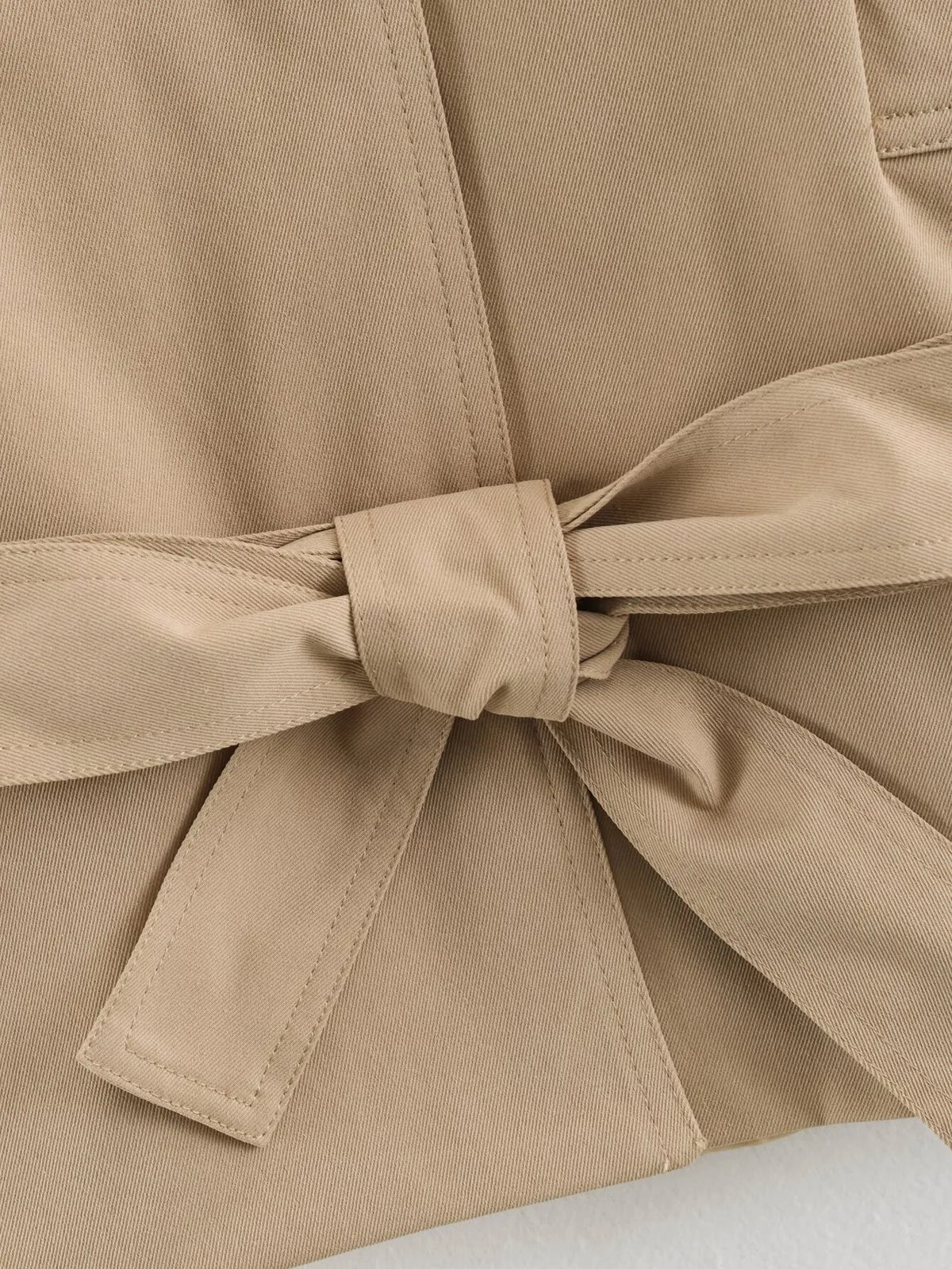 Cross-border European and American Women's Clothing  Popular Spring and Autumn Fashion Temperament Casual with Belt Trench Coat